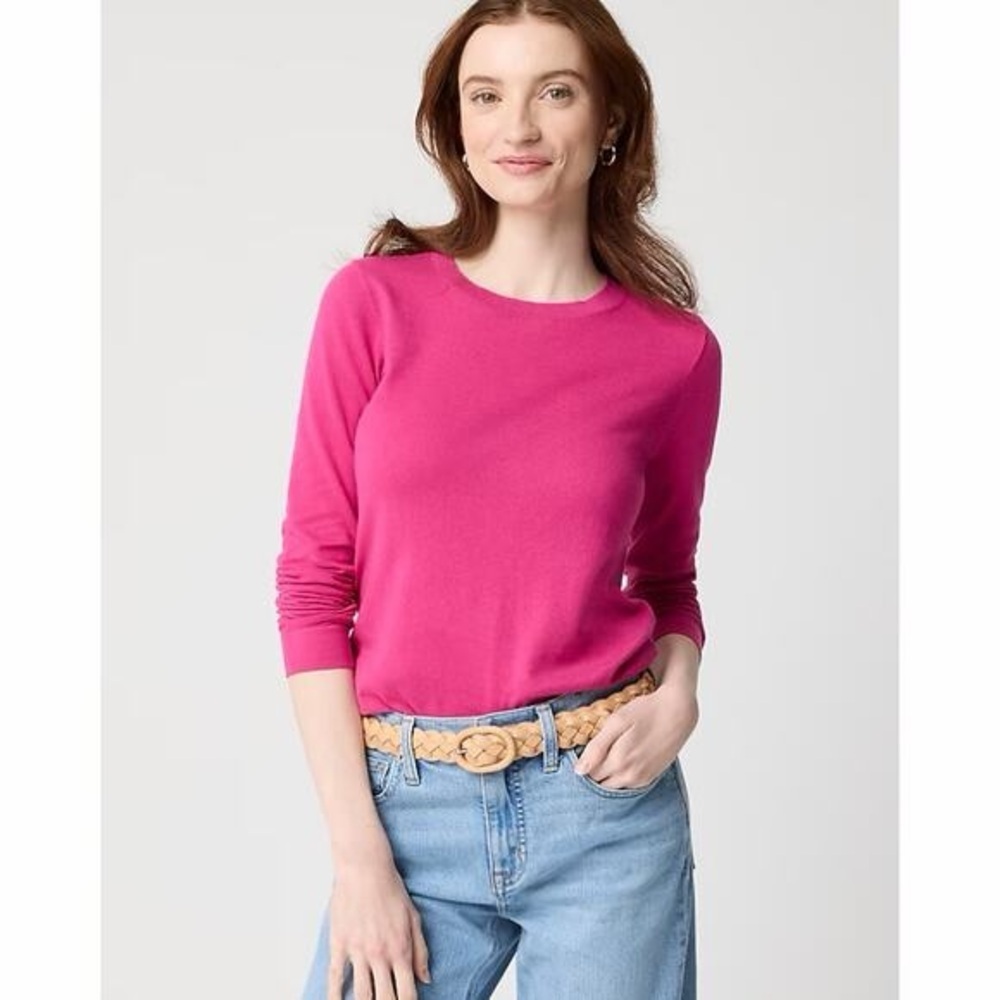 J.Crew Teddie Crewneck Sweater 100% Cotton Pink Knit Size Small